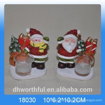 Elegant ceramic Christmas candle holder with Santa design